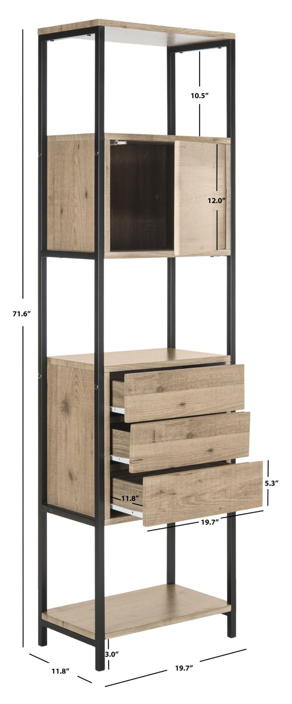 Safavieh Gabrielle Retro Mid-Century Etagère - Stylish Open Shelving & Hidden Storage For Modern Homes FOX4274A
