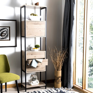 Safavieh Gabrielle Retro Mid-Century Etagère - Stylish Open Shelving & Hidden Storage For Modern Homes FOX4274A