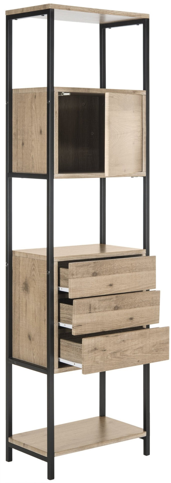 Safavieh Gabrielle Retro Mid-Century Etagère - Stylish Open Shelving & Hidden Storage For Modern Homes FOX4274A