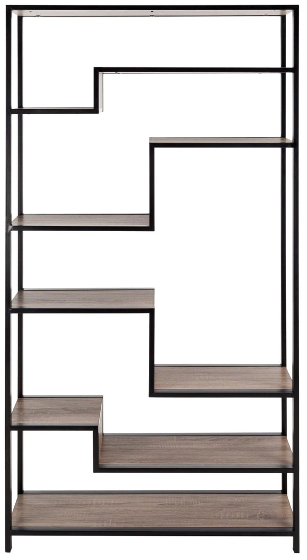Safavieh Joanna Retro Mid-Century Etagere - Stylish Oak Display Shelf With Geometric Design For Modern Spaces FOX4281A