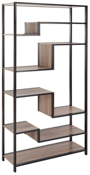 Safavieh Joanna Retro Mid-Century Etagere - Stylish Oak Display Shelf With Geometric Design For Modern Spaces FOX4281A