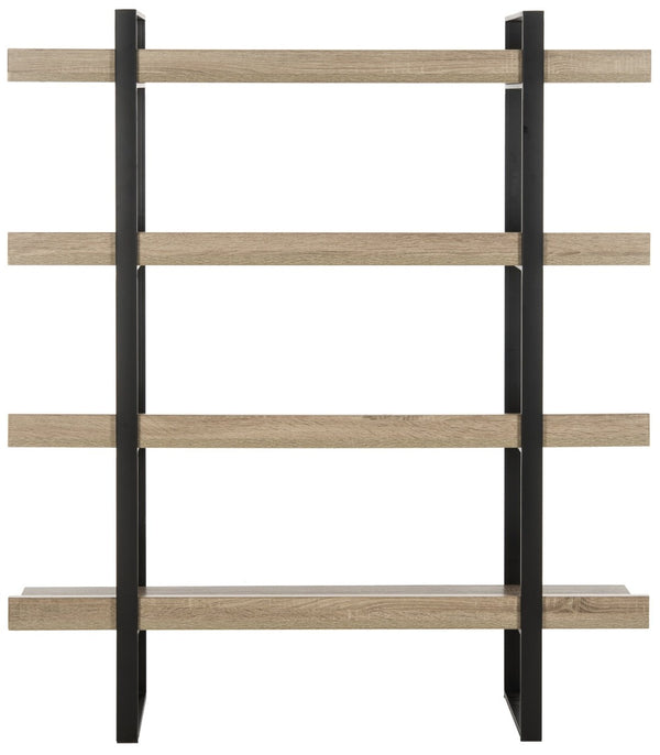 Safavieh Melissa Mid-Century Modern 4-Tier Etagere - Elegant Oak Display Shelf With Black Iron Frame Design FOX4282A