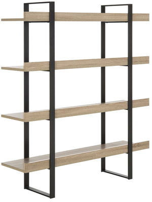 Safavieh Melissa Mid-Century Modern 4-Tier Etagere - Elegant Oak Display Shelf With Black Iron Frame Design FOX4282A