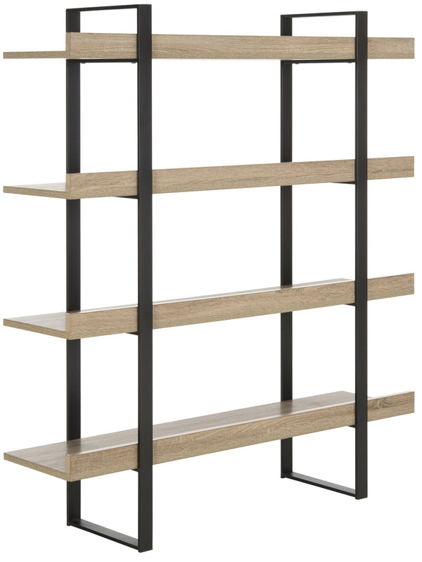 Safavieh Melissa Mid-Century Modern 4-Tier Etagere - Elegant Oak Display Shelf With Black Iron Frame Design FOX4282A