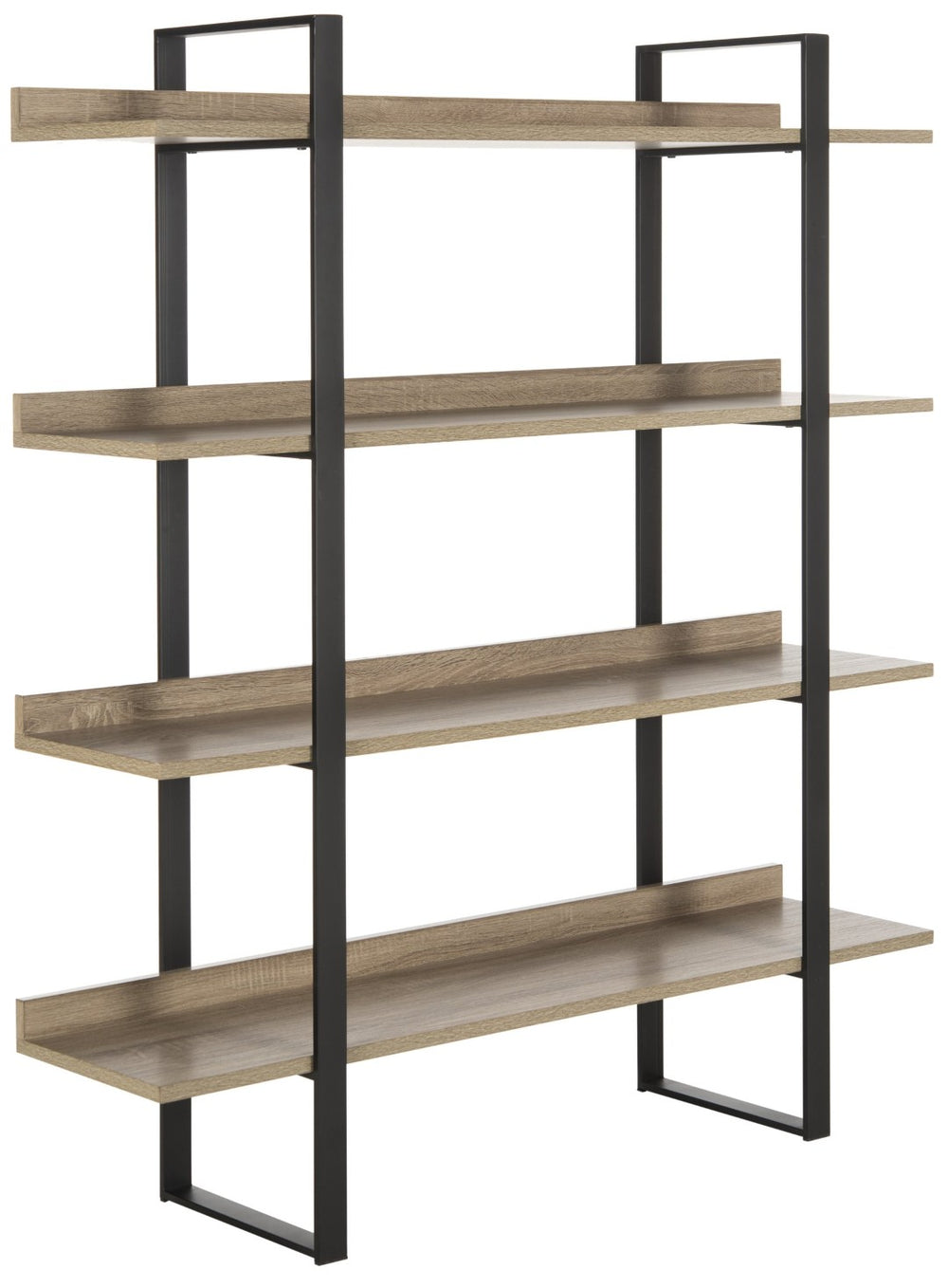 Safavieh Melissa Mid-Century Modern 4-Tier Etagere - Elegant Oak Display Shelf With Black Iron Frame Design FOX4282A