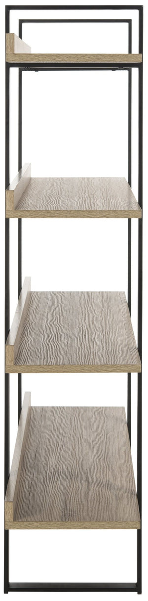 Safavieh Melissa Mid-Century Modern 4-Tier Etagere - Elegant Oak Display Shelf With Black Iron Frame Design FOX4282A