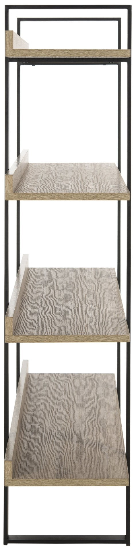 Safavieh Melissa Mid-Century Modern 4-Tier Etagere - Elegant Oak Display Shelf With Black Iron Frame Design FOX4282A