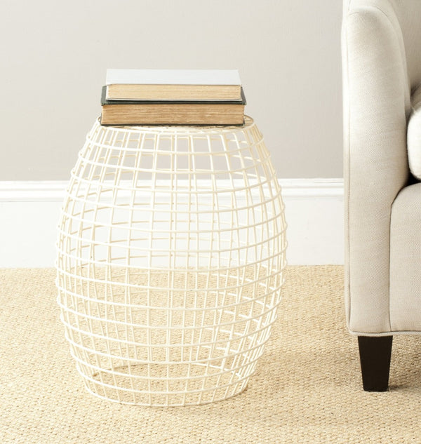 Safavieh Eric Grid Stool: 1960S Pop-Modern Charm With Minimalist Design For Versatile Home Décor Accents Ivory FOX4500A