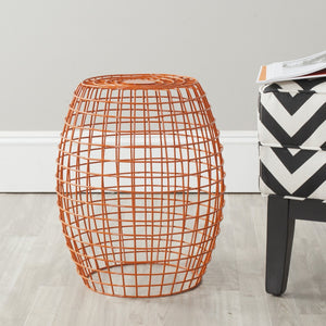 Safavieh Eric Grid Stool: 1960S Pop-Modern Charm With Minimalist Design For Versatile Home Décor Accents Orange FOX4500C