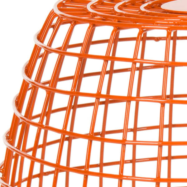 Safavieh Eric Grid Stool: 1960S Pop-Modern Charm With Minimalist Design For Versatile Home Décor Accents Orange FOX4500C