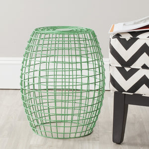 Safavieh Eric Grid Stool: 1960S Pop-Modern Charm With Minimalist Design For Versatile Home Décor Accents Green FOX4500D