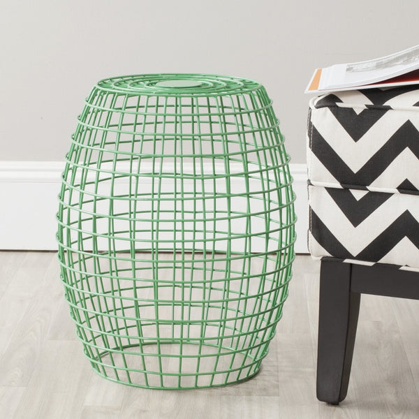 Safavieh Eric Grid Stool: 1960S Pop-Modern Charm With Minimalist Design For Versatile Home Décor Accents Green FOX4500D