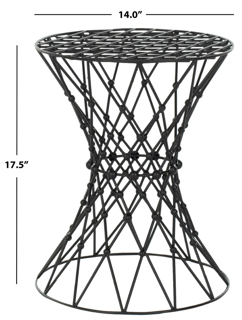 Safavieh Charlotte Iron Wire Stool - Sculptural Accent For Modern Spaces, Versatile Seating & Display Solution Black Matte FOX4501A