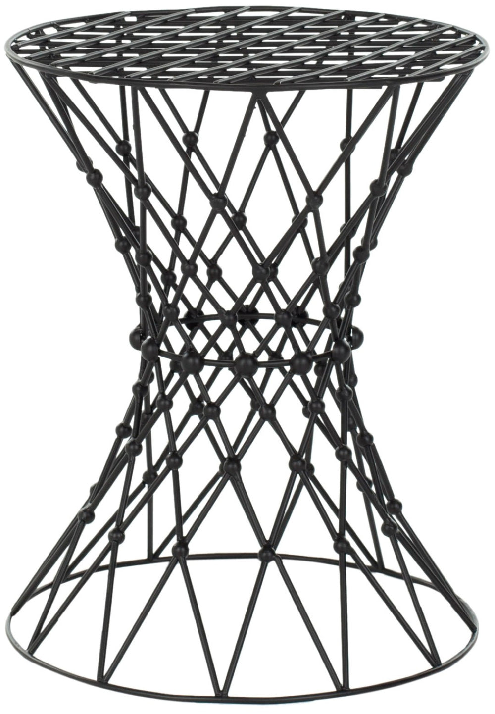 Safavieh Charlotte Iron Wire Stool - Sculptural Accent For Modern Spaces, Versatile Seating & Display Solution Black Matte FOX4501A