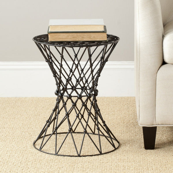 Safavieh Charlotte Iron Wire Stool - Sculptural Accent For Modern Spaces, Versatile Seating & Display Solution Black Matte FOX4501A