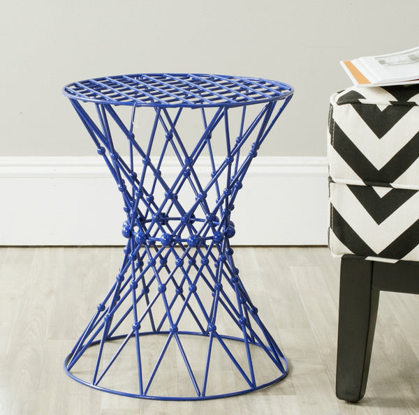 Safavieh Charlotte Iron Wire Stool - Sculptural Accent For Modern Spaces, Versatile Seating & Display Solution Dark Blue FOX4501B