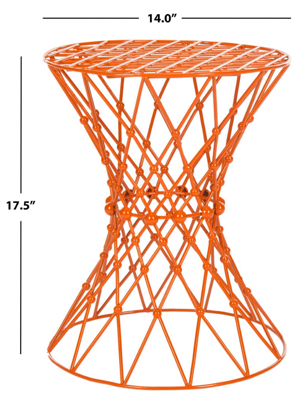 Safavieh Charlotte Iron Wire Stool - Sculptural Accent For Modern Spaces, Versatile Seating & Display Solution Orange FOX4501C