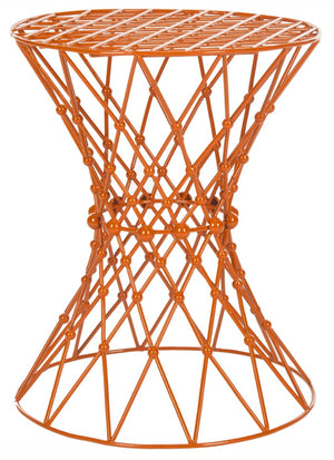 Safavieh Charlotte Iron Wire Stool - Sculptural Accent For Modern Spaces, Versatile Seating & Display Solution Orange FOX4501C