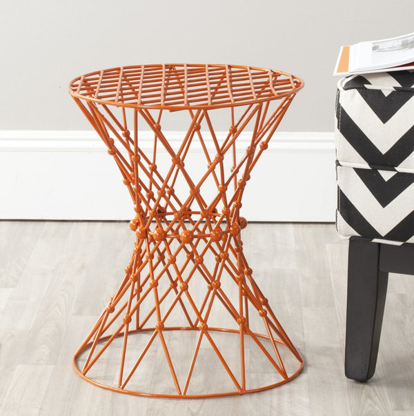 Safavieh Charlotte Iron Wire Stool - Sculptural Accent For Modern Spaces, Versatile Seating & Display Solution Orange FOX4501C