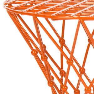 Safavieh Charlotte Iron Wire Stool - Sculptural Accent For Modern Spaces, Versatile Seating & Display Solution Orange FOX4501C