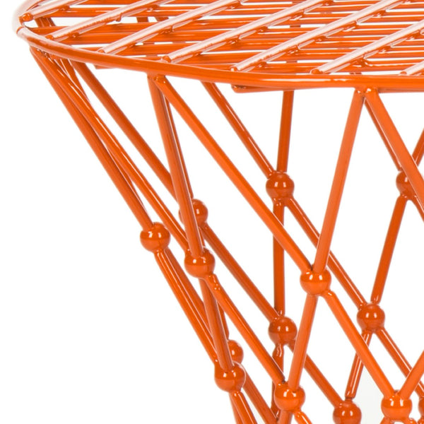 Safavieh Charlotte Iron Wire Stool - Sculptural Accent For Modern Spaces, Versatile Seating & Display Solution Orange FOX4501C