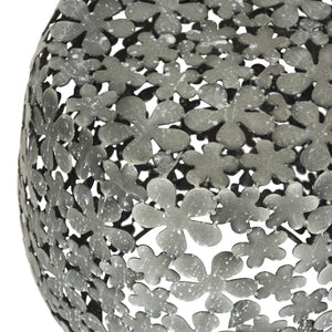 Safavieh Floral Pierced Stool - Modern Romantic Accent Seat With Matte Silver Finish & Intricate Ironwork Design FOX4502A