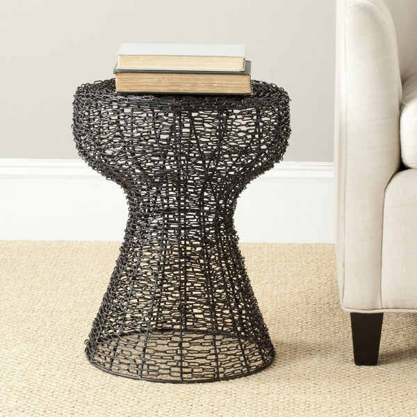 Safavieh Tabitha Iron Chain Stool - Industrial Chic Accent For Modern Spaces, Stylish Seating & Decor Matt Black Epoxy FOX4503A