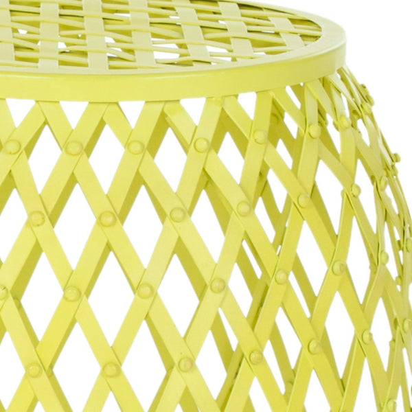 Safavieh Evan Bold Welded Iron Strips Stool In Matte Neon Yellow - Industrial Chic Accent For Modern Spaces FOX4506A