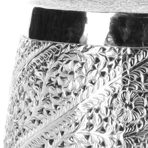 Safavieh Liam Versatile Etched Stool - Contemporary Silver Accent Table With Floral Design For Any Space FOX4507A
