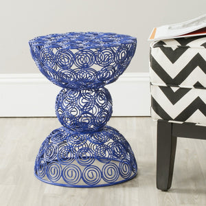 Safavieh Leila Iron Wire Stool - Sculptural Modern Accent For Versatile Seating And Decorative Charm In Decor Dark Blue FOX4508B