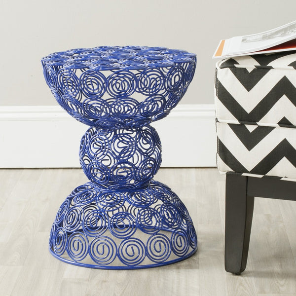 Safavieh Leila Iron Wire Stool - Sculptural Modern Accent For Versatile Seating And Decorative Charm In Decor Dark Blue FOX4508B