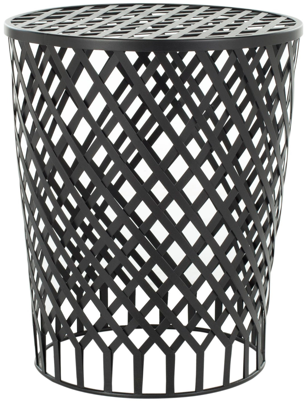 Safavieh Thor Welded Iron Strips Stool - Industrial Accent Table With Diamond Pattern For Modern Spaces Black Epoxy FOX4510A