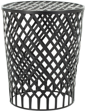Safavieh Thor Welded Iron Strips Stool - Industrial Accent Table With Diamond Pattern For Modern Spaces Black Epoxy FOX4510A