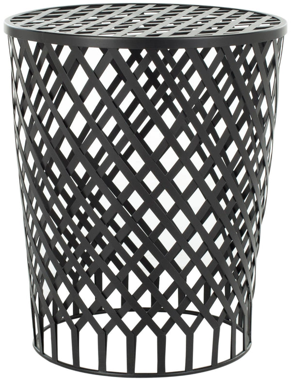 Safavieh Thor Welded Iron Strips Stool - Industrial Accent Table With Diamond Pattern For Modern Spaces Black Epoxy FOX4510A