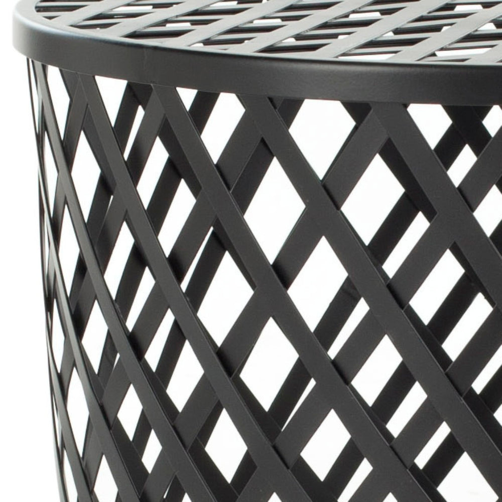 Safavieh Thor Welded Iron Strips Stool - Industrial Accent Table With Diamond Pattern For Modern Spaces Black Epoxy FOX4510A