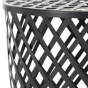 Safavieh Thor Welded Iron Strips Stool - Industrial Accent Table With Diamond Pattern For Modern Spaces Black Epoxy FOX4510A