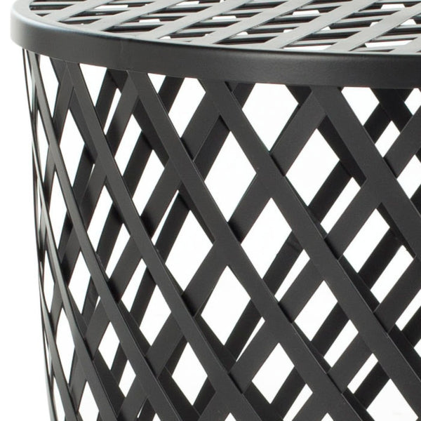 Safavieh Thor Welded Iron Strips Stool - Industrial Accent Table With Diamond Pattern For Modern Spaces Black Epoxy FOX4510A