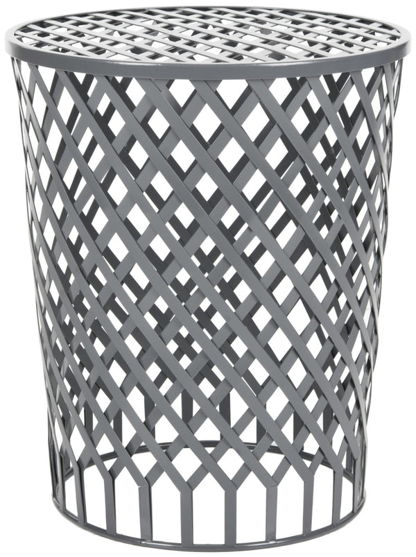 Safavieh Thor Welded Iron Strips Stool - Industrial Accent Table With Diamond Pattern For Modern Spaces Grey Epoxy FOX4510B