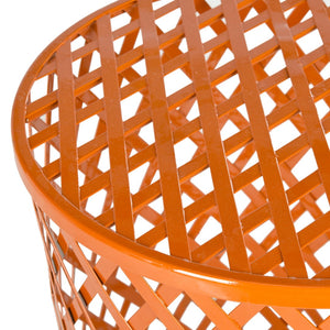 Safavieh Thor Welded Iron Strips Stool - Industrial Accent Table With Diamond Pattern For Modern Spaces Orange FOX4510D