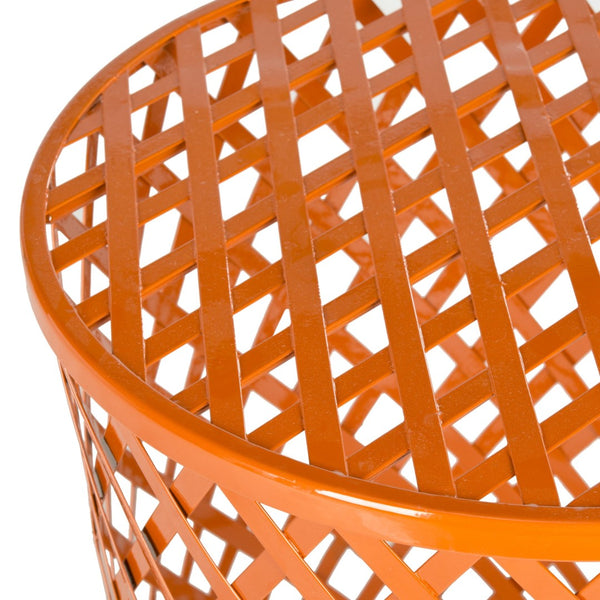 Safavieh Thor Welded Iron Strips Stool - Industrial Accent Table With Diamond Pattern For Modern Spaces Orange FOX4510D