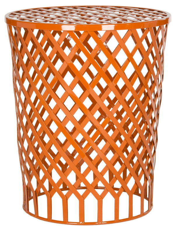 Safavieh Thor Welded Iron Strips Stool - Industrial Accent Table With Diamond Pattern For Modern Spaces Orange FOX4510D