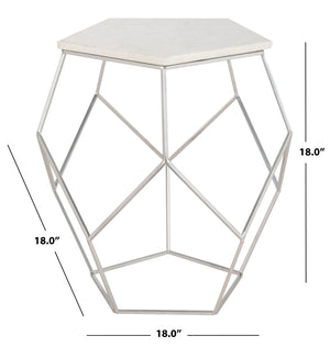 Safavieh Modern Pentagon Marble Top Side Table - Sculptural Accent For Contemporary Living Spaces & Entryways FOX4515A