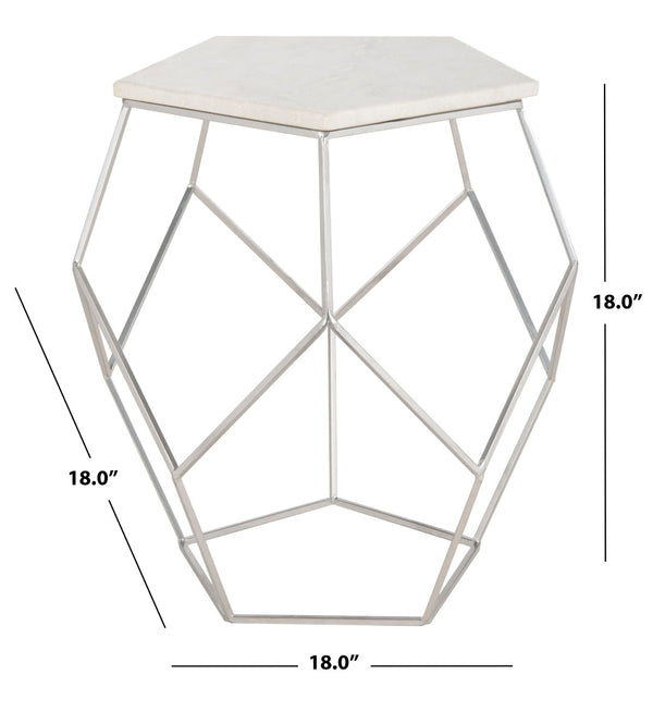 Safavieh Modern Pentagon Marble Top Side Table - Sculptural Accent For Contemporary Living Spaces & Entryways FOX4515A