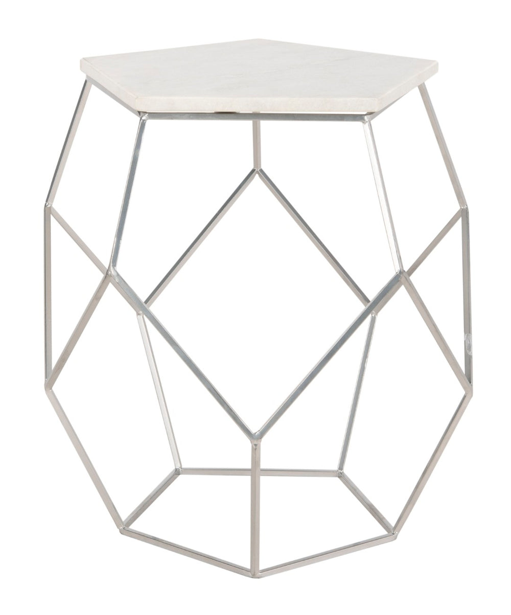 Safavieh Modern Pentagon Marble Top Side Table - Sculptural Accent For Contemporary Living Spaces & Entryways FOX4515A