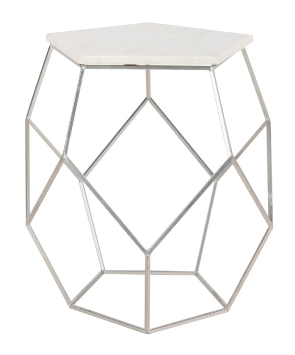 Safavieh Modern Pentagon Marble Top Side Table - Sculptural Accent For Contemporary Living Spaces & Entryways FOX4515A