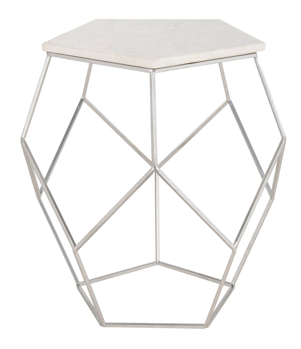 Safavieh Modern Pentagon Marble Top Side Table - Sculptural Accent For Contemporary Living Spaces & Entryways FOX4515A