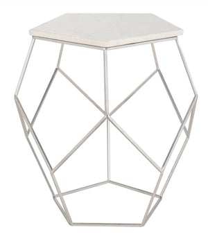 Safavieh Modern Pentagon Marble Top Side Table - Sculptural Accent For Contemporary Living Spaces & Entryways FOX4515A