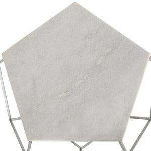 Safavieh Modern Pentagon Marble Top Side Table - Sculptural Accent For Contemporary Living Spaces & Entryways FOX4515A
