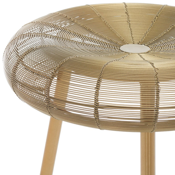 Safavieh Addison Luxe Wire-Weaved Bar Stool – Modern Gold Finish For Upscale Dining & Entertaining Spaces FOX4516A