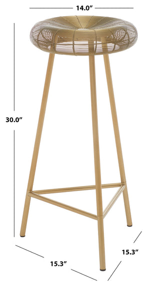 Safavieh Addison Luxe Wire-Weaved Bar Stool – Modern Gold Finish For Upscale Dining & Entertaining Spaces FOX4516A